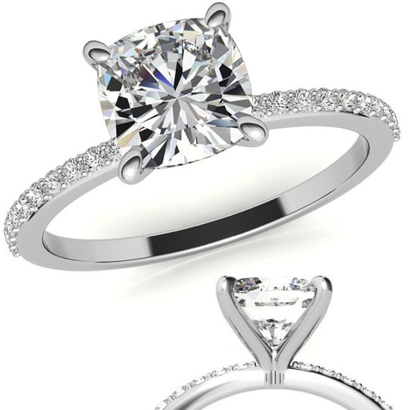 2.0Ct-7.5mm Cushion Moissanite Engagement Ring - Picture 1 of 9